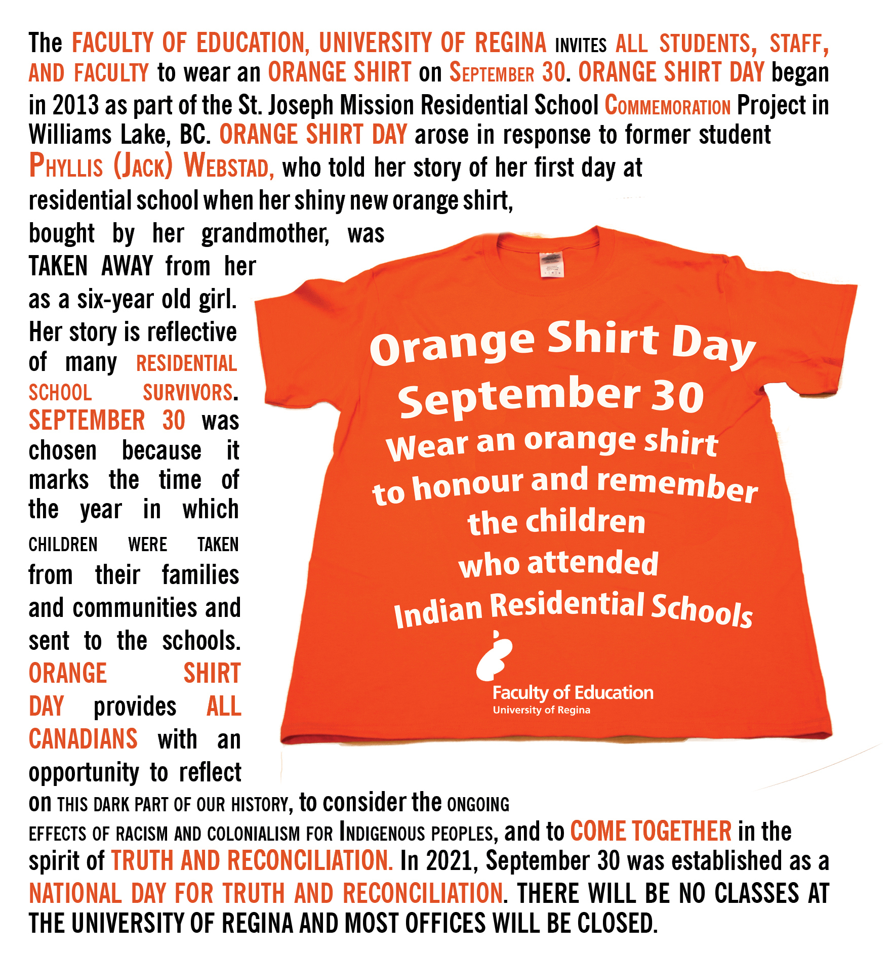 Orange Shirt Day / National Day of Truth and Reconciliation Education